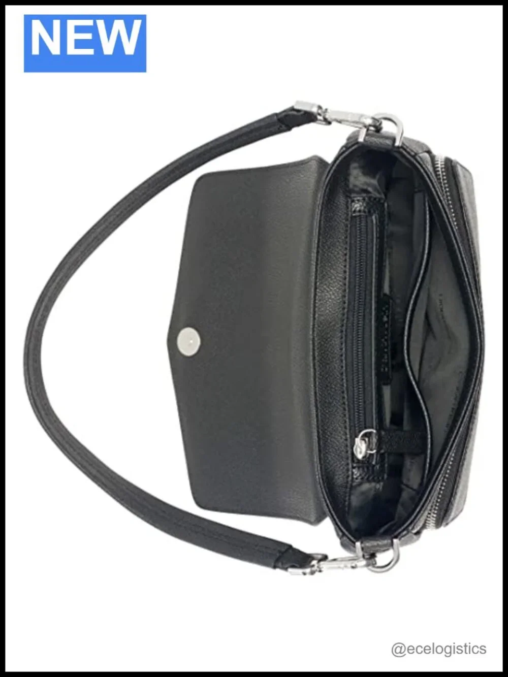 Calvin Klein Ava Novelty Demi Shoulder Bag - Textured PVC, Flap Closure, 2